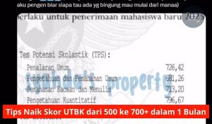 Tips Naik Skor UTBK dari 500 ke 700+ dalam 1 Bulan